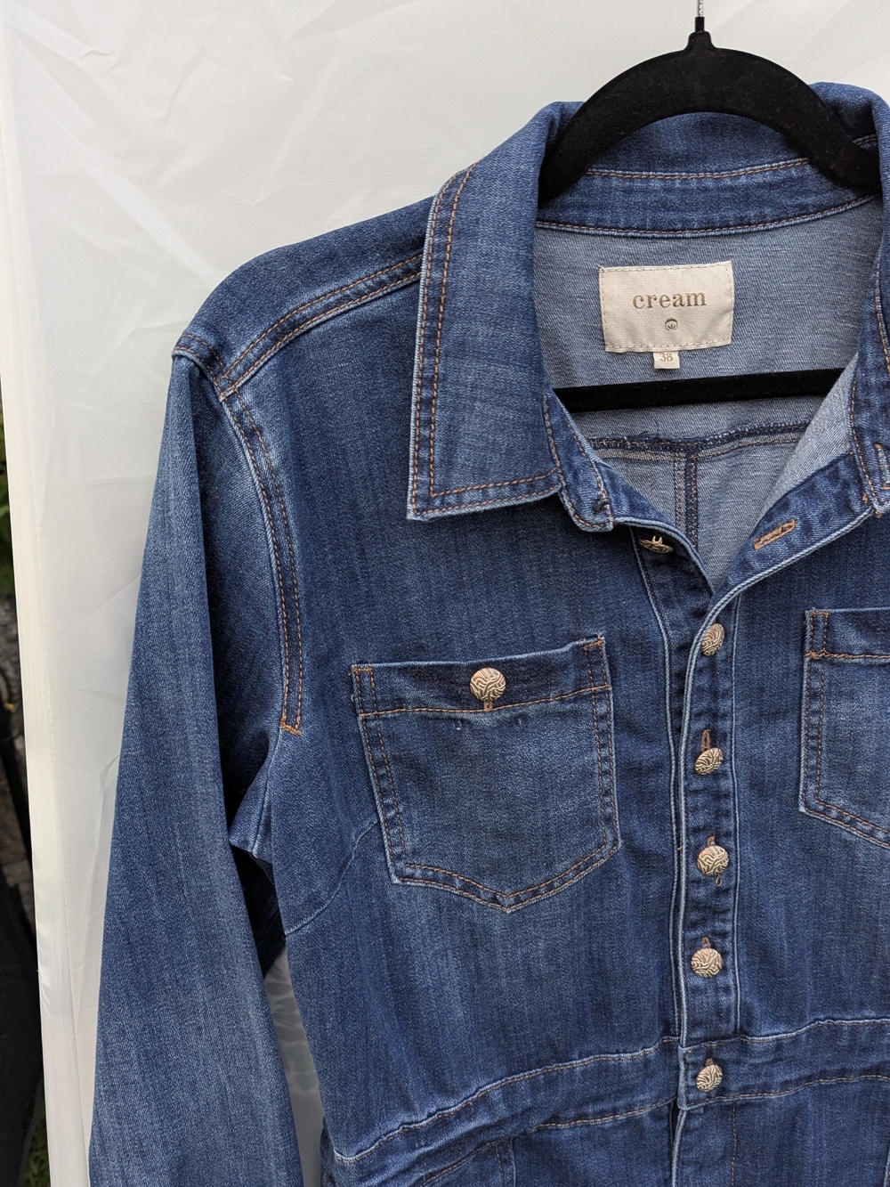 Denim Dress Utility Pocket Classic Wash Mini Shirt Dress Spica Style Boho Preppy - Picture 6 of 17